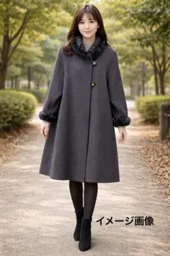 TURTON LAKEファー付き アンゴラウールセミロングコート