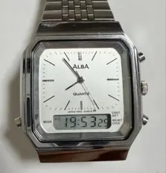 SEIKO セイコー ALBA アナデジ メンズ腕時計 ブルー文字盤SS稼働品 