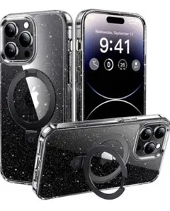 CASEKOO iPhone 14 Pro Max ケース (ラメ入りブラック)