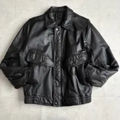 Vintage Leather Bomber Jacket L black