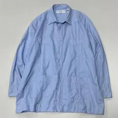 90s Vintage リネン L/S キューバシャツ フリル プリーツ