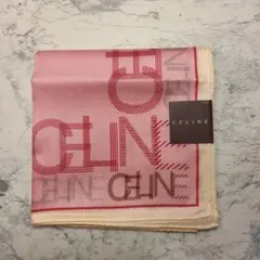 CELINE　セリーヌ　ロゴプリント　ハンカチ　未使用品　ピンク