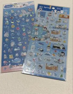 nekoni シール2点セット　ぷっくりシール　うみのいきもの　温泉　ぺんぎん