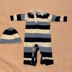 Ralph Lauren ストライプロンパース帽子付き