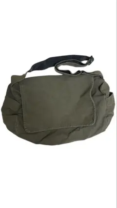 ミリタリー風オリーブグリーン ショルダーバッグ キャンバス