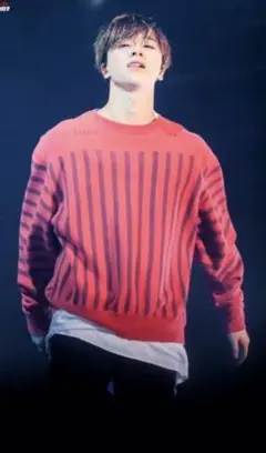 iKON ジナン着　c.e cavempt　スウェット　ストライプ 　ボルドー