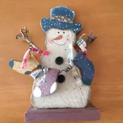 【週末限定お値下】美品★カントリー雑貨　スノーマン木製置物