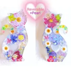 NO.170●固まるハーバリウム食品接触OK●お花の猫ちゃんスタンド/猫の置き物