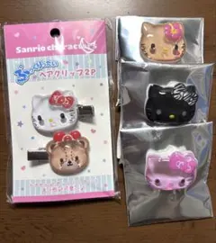 サンリオ ぷっくりったいヘアクリップ＆ブラインド立体バッチ３個（計４セット）