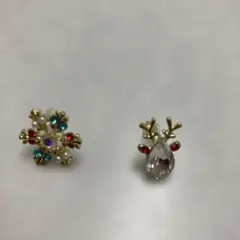 雪の結晶とトナカイのピアス