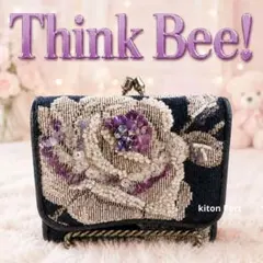 Think Bee! シンクビー 三つ折り財布 がま口 花柄 ビーズスパンコールのサムネイル