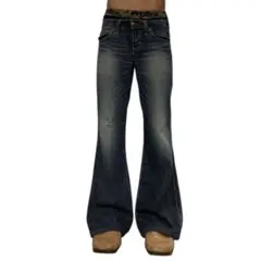 y2kフレアデニム　ブーツカット　archive平成グランジ00sパンク