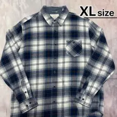 USA古着 フランネルシャツ XL チェック ネイビー Weatherproof