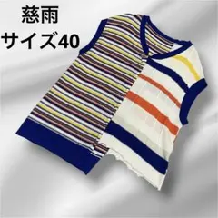 慈雨 センソユニコ 変形 ニットベスト ボーダー おしゃれ サイズ40