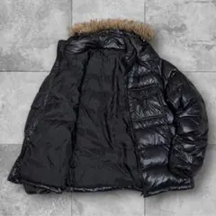 【UNIQLO】 ダウンジャケット XL 黒 ファーフード 光沢 お兄系 Y2K