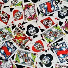 ❣️【限定】鮮やかな髑髏トランプ柄 綿100%シーチング生地　110x100cm