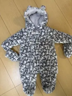 カバーオール　60 グレー　ヒョウ柄　アウター