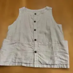 麻100% ライトベージュ　ノースリーブベスト