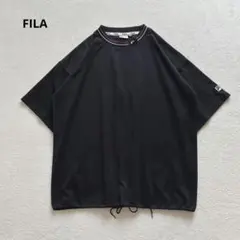 フィラ　オーバーサイズラインTシャツ　ゆったりカットソー　L 黒