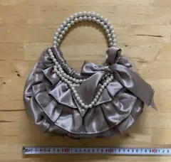 フリルデザイン パーティーバッグ ベージュ