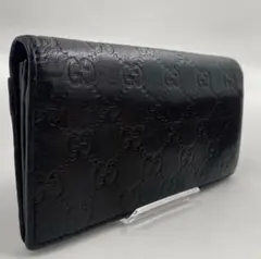 【極美品】GUCCI グッチ GGシマ レザー 二つ折り 長財布 ブラックのサムネイル
