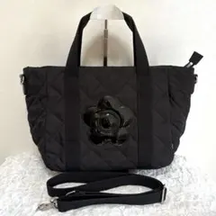 マリークワント デイジー 黒 キルティング ショルダー ハンドバッグ 2way