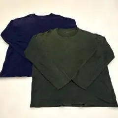 UNIQLO ユニクロ ネイビー 緑XL 長袖 ロンT ルームウェア 2枚セット