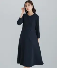 SALE　即発送　フレアワンピース　Lサイズ　ネイビー　卒業式入学式　オケージョ