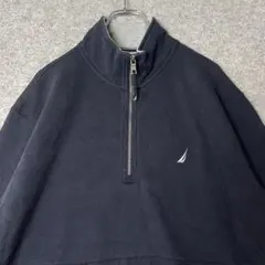 NAUTICA ノーティカ ハーフジップ スウェット ネイビー 立ち襟 L