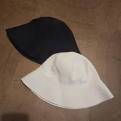 UVカットニットバケットハット　ユニクロ　UNIQLO　ホワイト　ブラック