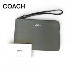 【極美品】COACH ポーチ レザー リストレット付 グレー