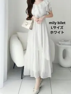 mily bilet シアーストライプアシメスカートワンピース