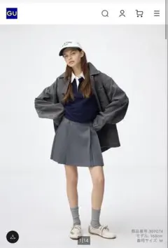 サイドプリーツスカート グレー XL
