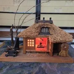 ♡昭和 레트로 茅葺き屋根 民家 ミニチュア 照明付き♡