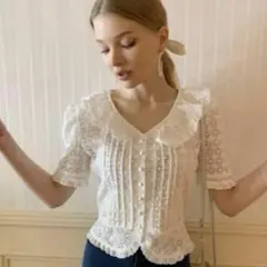 epine エピヌ　all lace frill blouse whiteのサムネイル