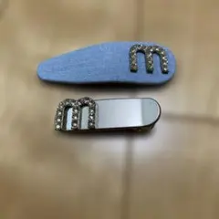 水色クリスタル装飾ヘアピン