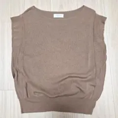 OPAQUE.CLIP ブラウン ニット調フリル付きノースリーブ 36/S