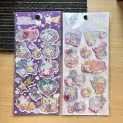 シャカシャカシール　２枚セット　香り玉・ビーズ入り　ネコ　クマ　ウサギ