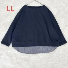 大きいサイズ LL HK WORKS LONDON 長袖カットソー ネイビーのサムネイル