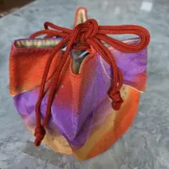 レディース　和装用巾着バッグ 紫・オレンジ