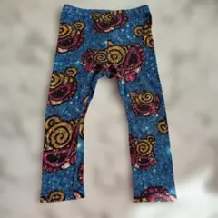 ヒスミニ 総柄 レギンス パンツ スパンコール柄 90 青