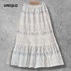 UNIQLO　ユニクロ　ウエストゴム　ペイズリー柄　ロングスカート　綿100%