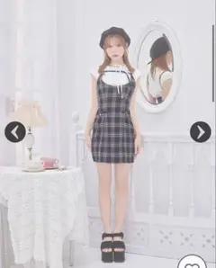 新品未開封 ミシェルマカロン チェックリボンシャツジャンスカセット