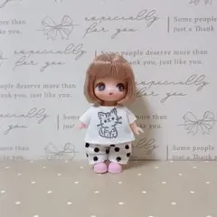 ぷちリカちゃん服　猫のトップス&ボトム　ハンドメイド