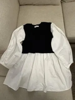 オペークドットクリップ ニットドッキングブラウス