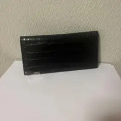 クロコ型押し 長財布 ブラック