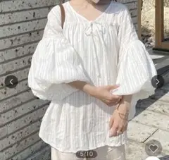 ホワイト レース ブラウス 長袖nugu