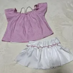 ピンクストライプ　水着　120