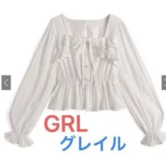 新品未使用★タグ付きGRL グレイル シアーフリルペプラムブラウス ホワイトF