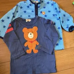 ホットビスケッツ ミキハウス星柄 フリースジャケット　tシャツ二枚セット　80